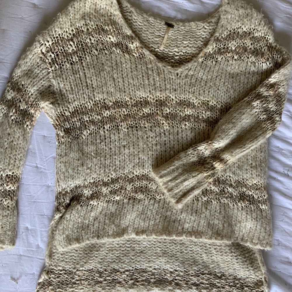 Free people cream and tan sweater